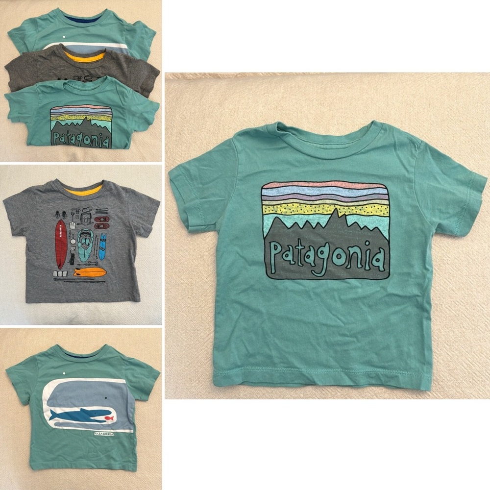 Patagonia set of 3 t-shirts, Size 6-12 months